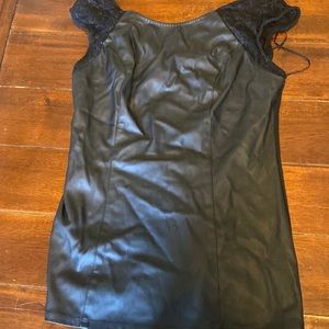 Express leather and lace top